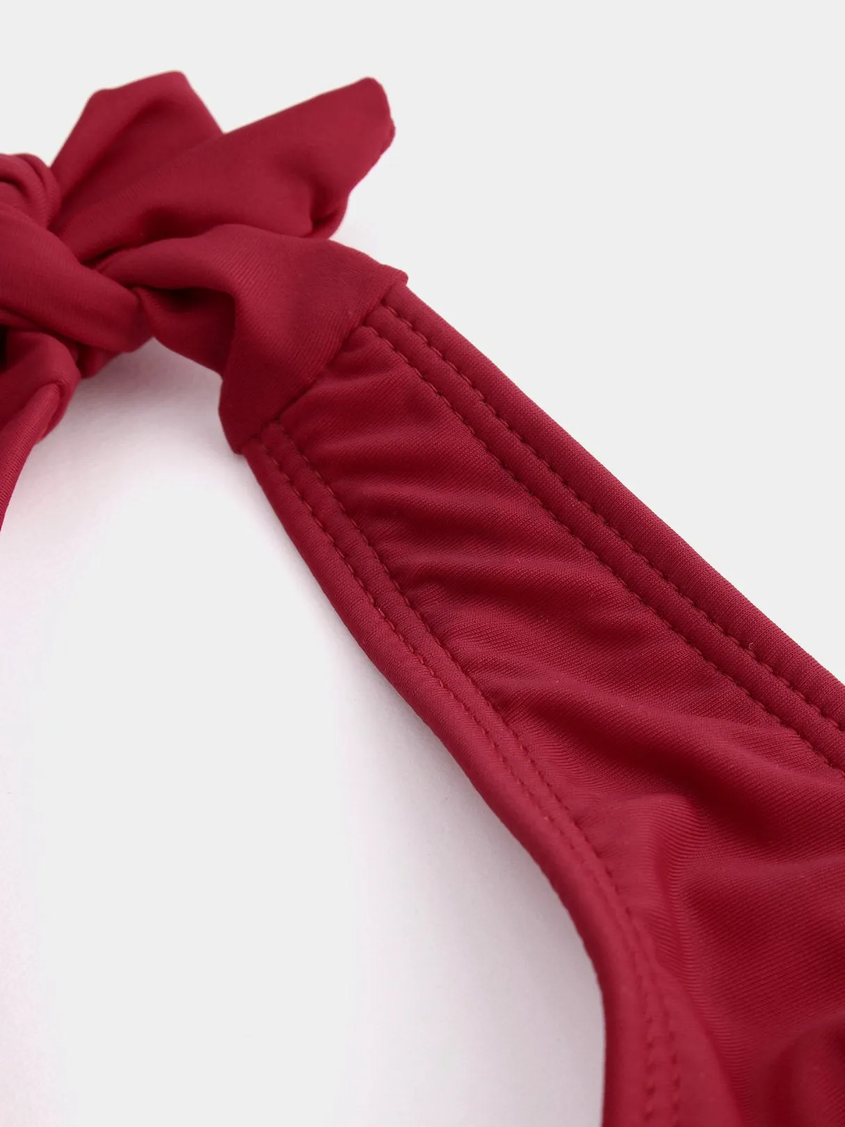 Wholesale Burgundy V-Neck Crossed Front Backless Cut Out Tie-Up High Waist One-Pieces