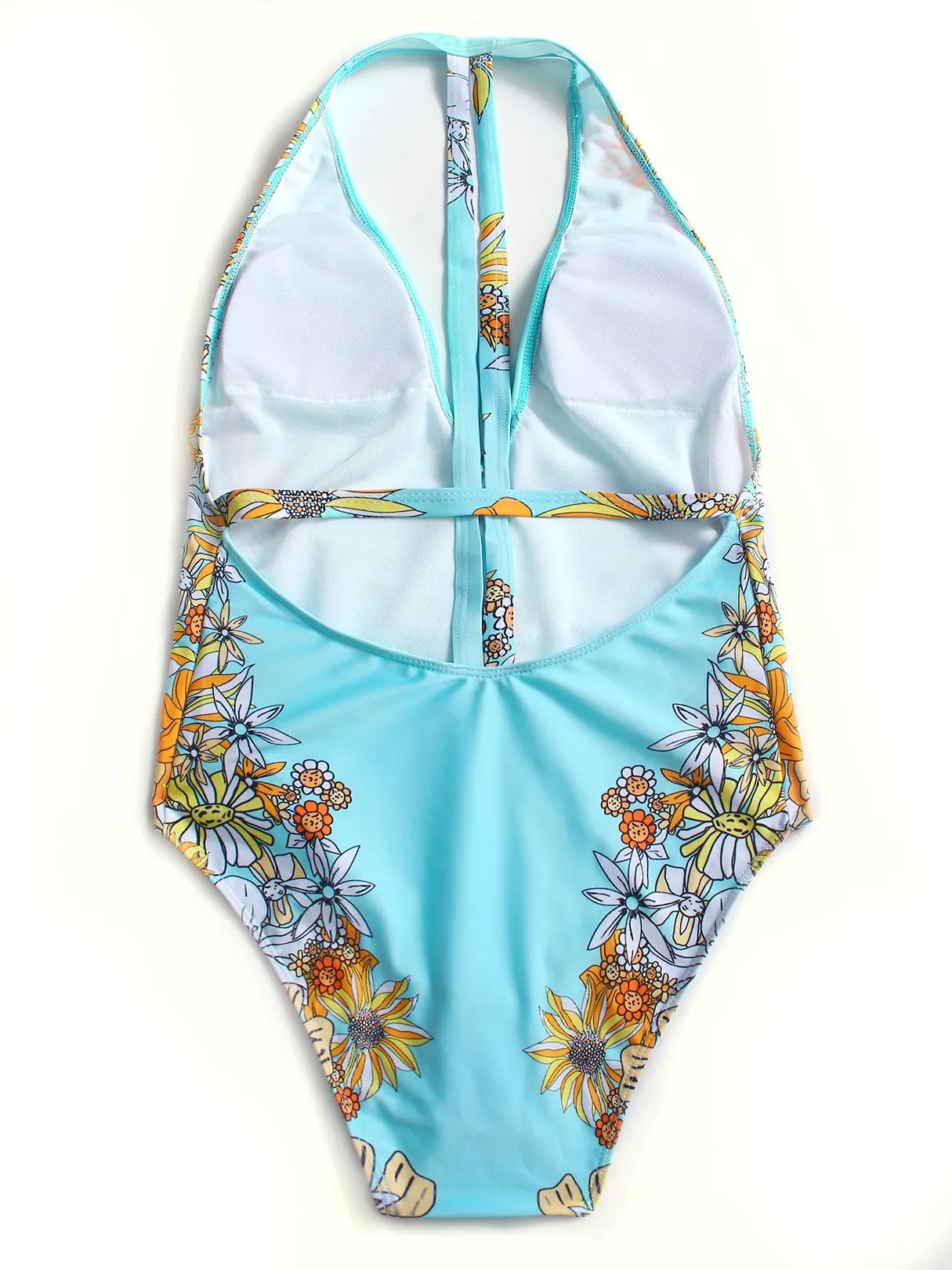 Wholesale Deep V Neck Sleeveless Floral Print One-Pieces Swimsuits