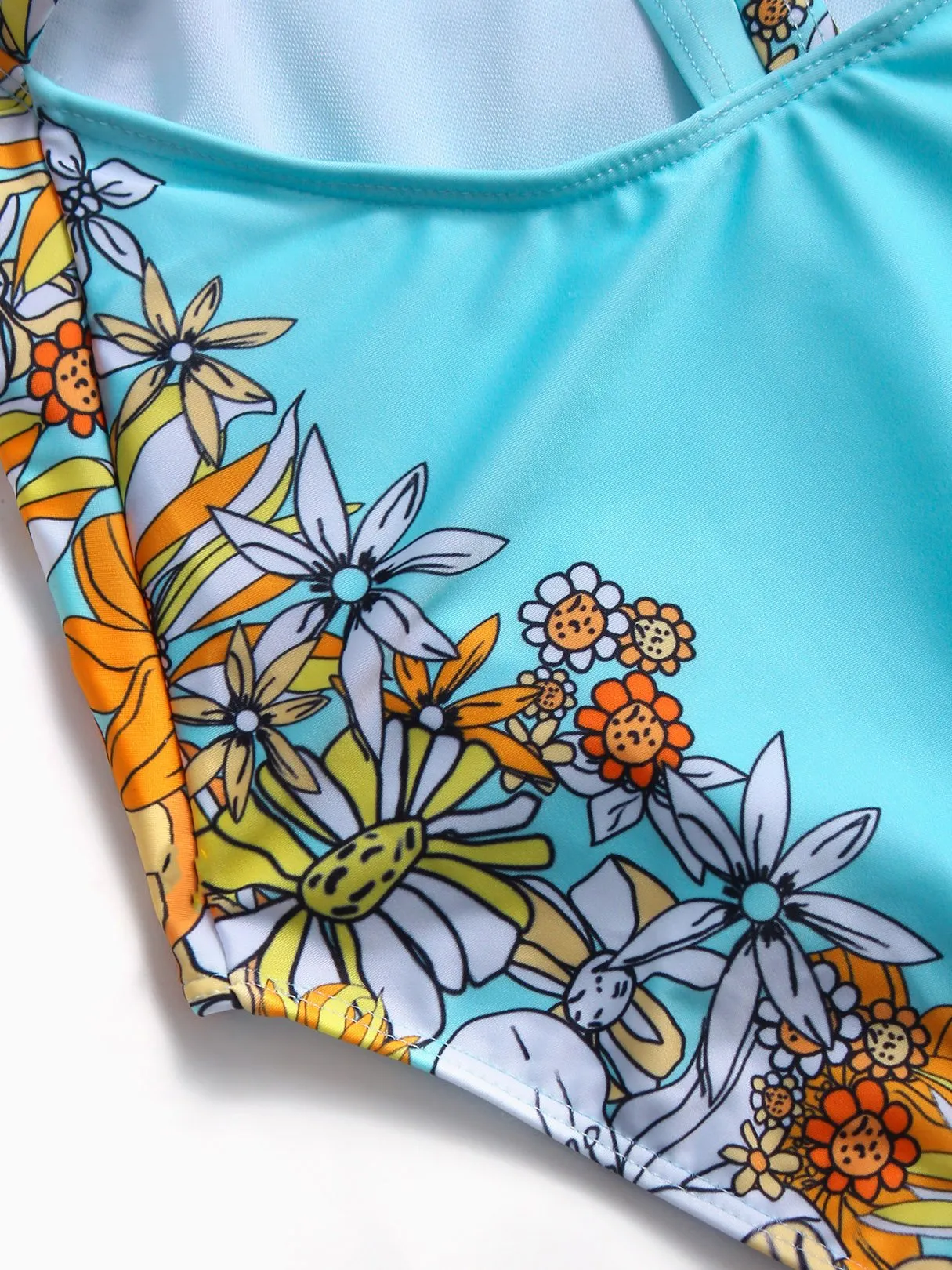 Wholesale Deep V Neck Sleeveless Floral Print One-Pieces Swimsuits