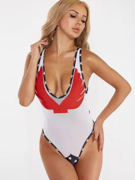 Wholesale Deep V-Neck Sleeveless Star Backless One-Pieces