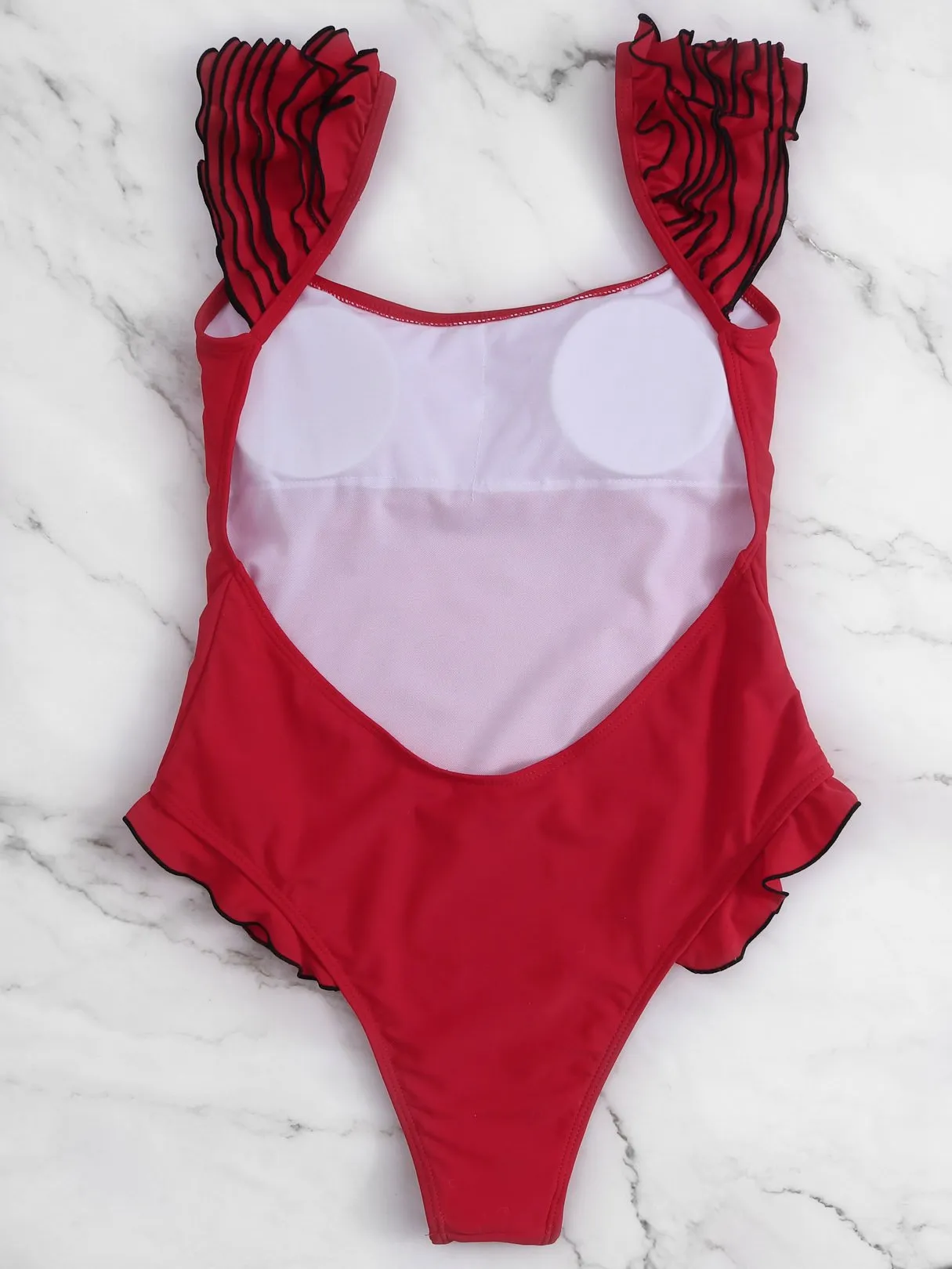 Wholesale Red Round Neck Backless One-Pieces Swimsuits