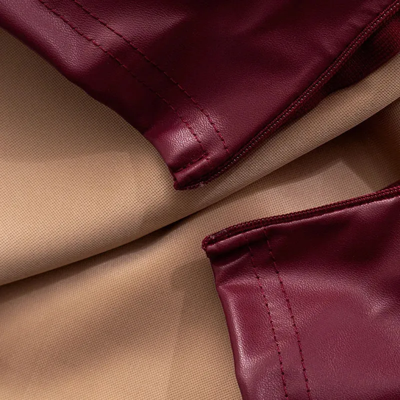 Wine Red Strapless Leather Top – Sexy Slim Fit Party Top
