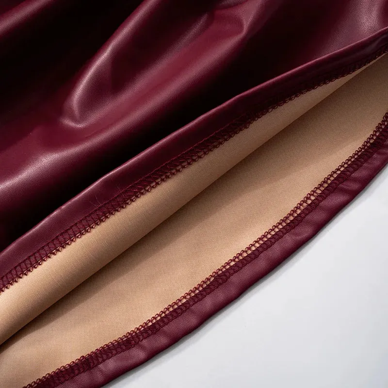 Wine Red Strapless Leather Top – Sexy Slim Fit Party Top