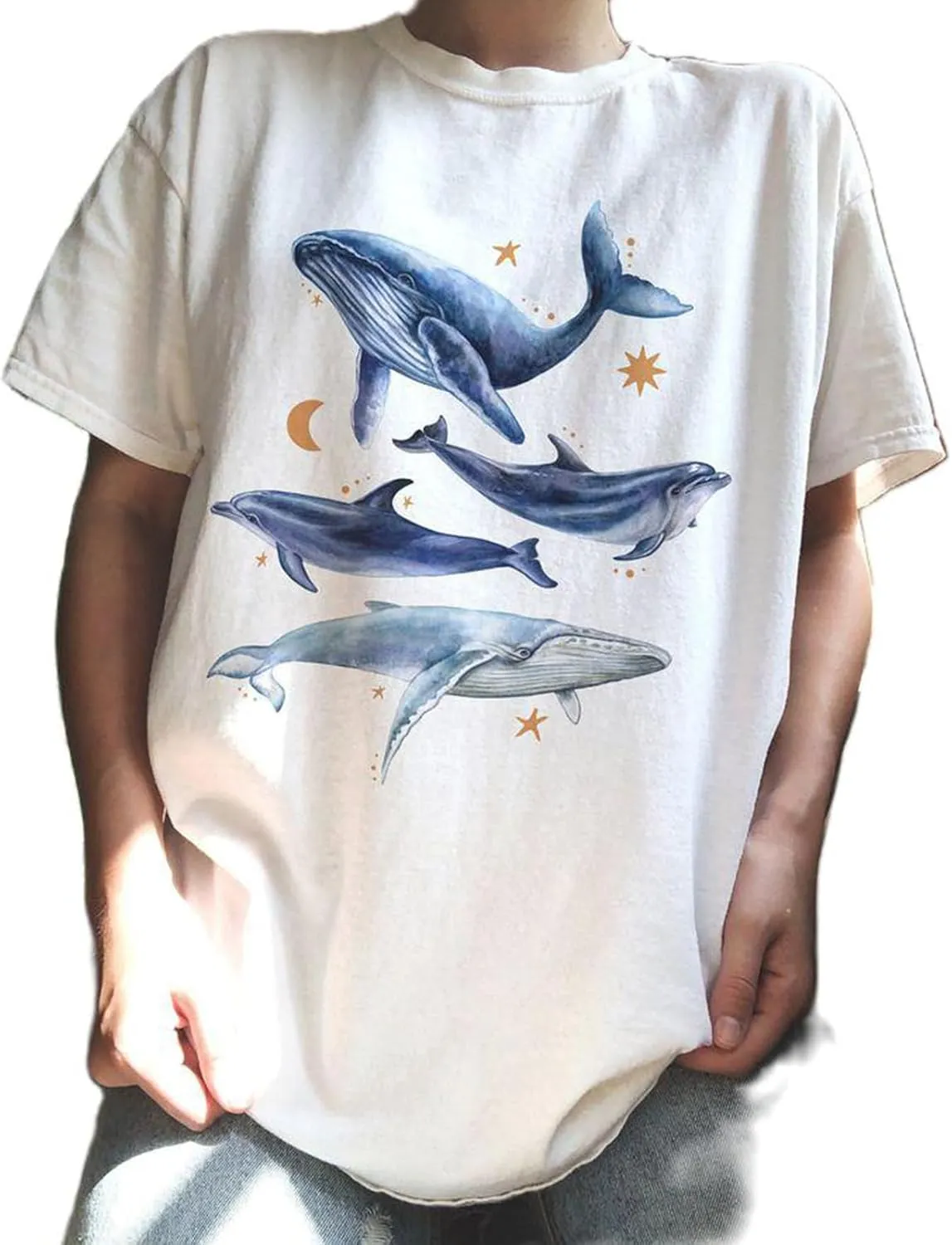 Women Oversized Graphic T Shirt Y2k Short Sleeve Crew Neck Drop Shoulder Loose Fit Tees Summer Preppy Aesthetic Baggy Top