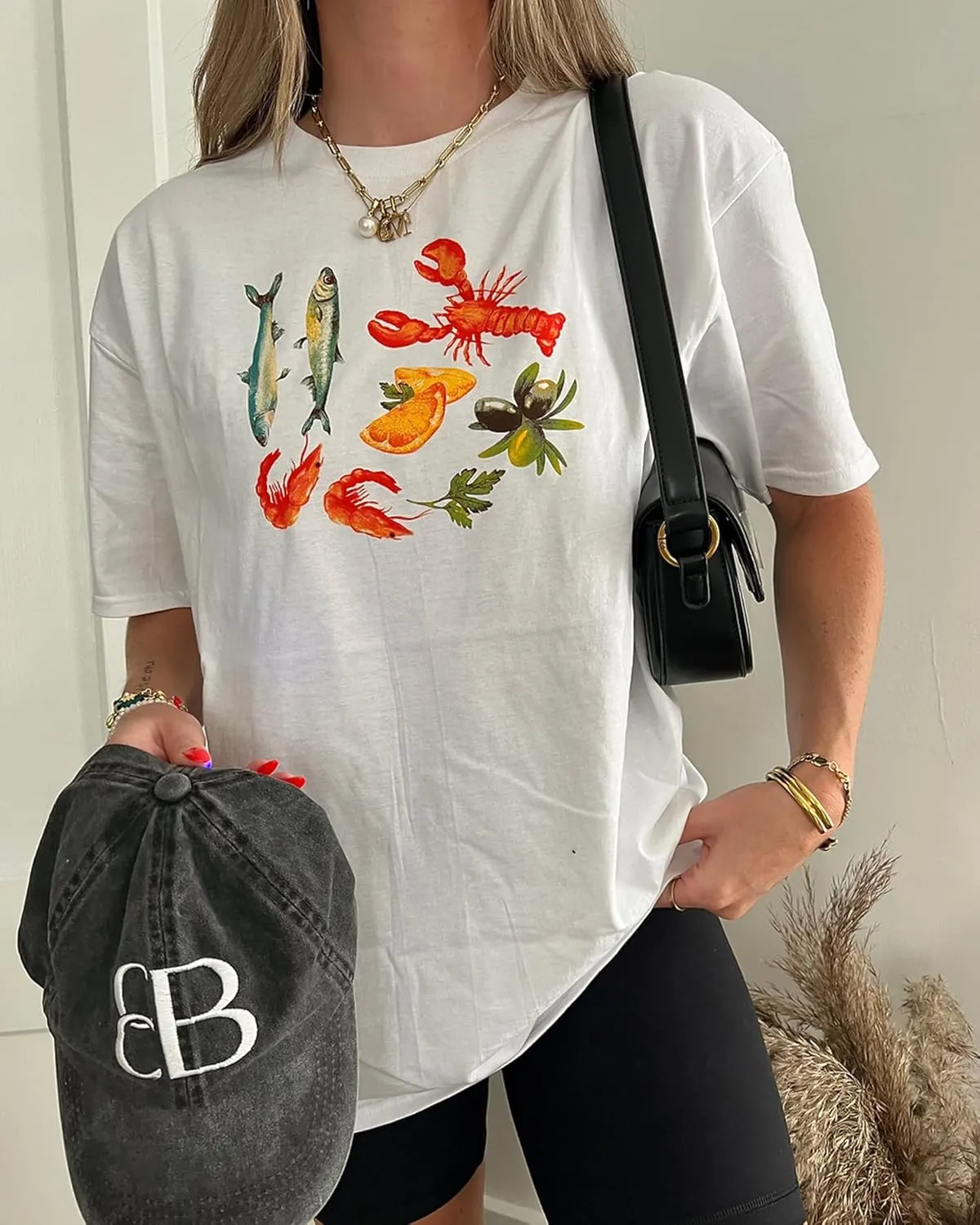 Women Y2k Oversized Graphic Tees Floral Ocean Print Short Sleeve Crewneck Tshirts Teen Girls Aesthetic Streetwear