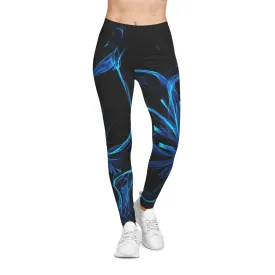 Women’s Artistic Leggings with Blue Abstract Design