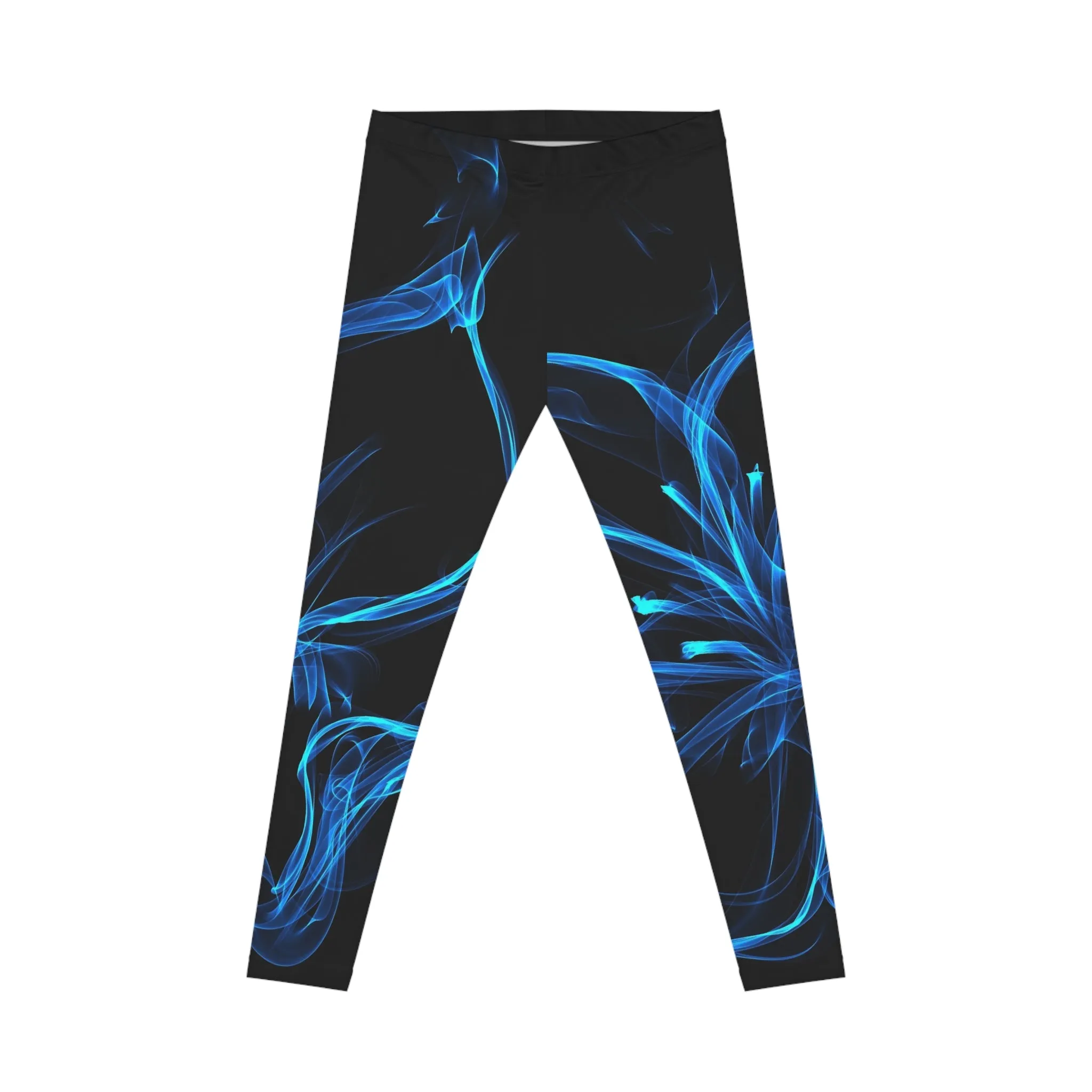 Women’s Artistic Leggings with Blue Abstract Design