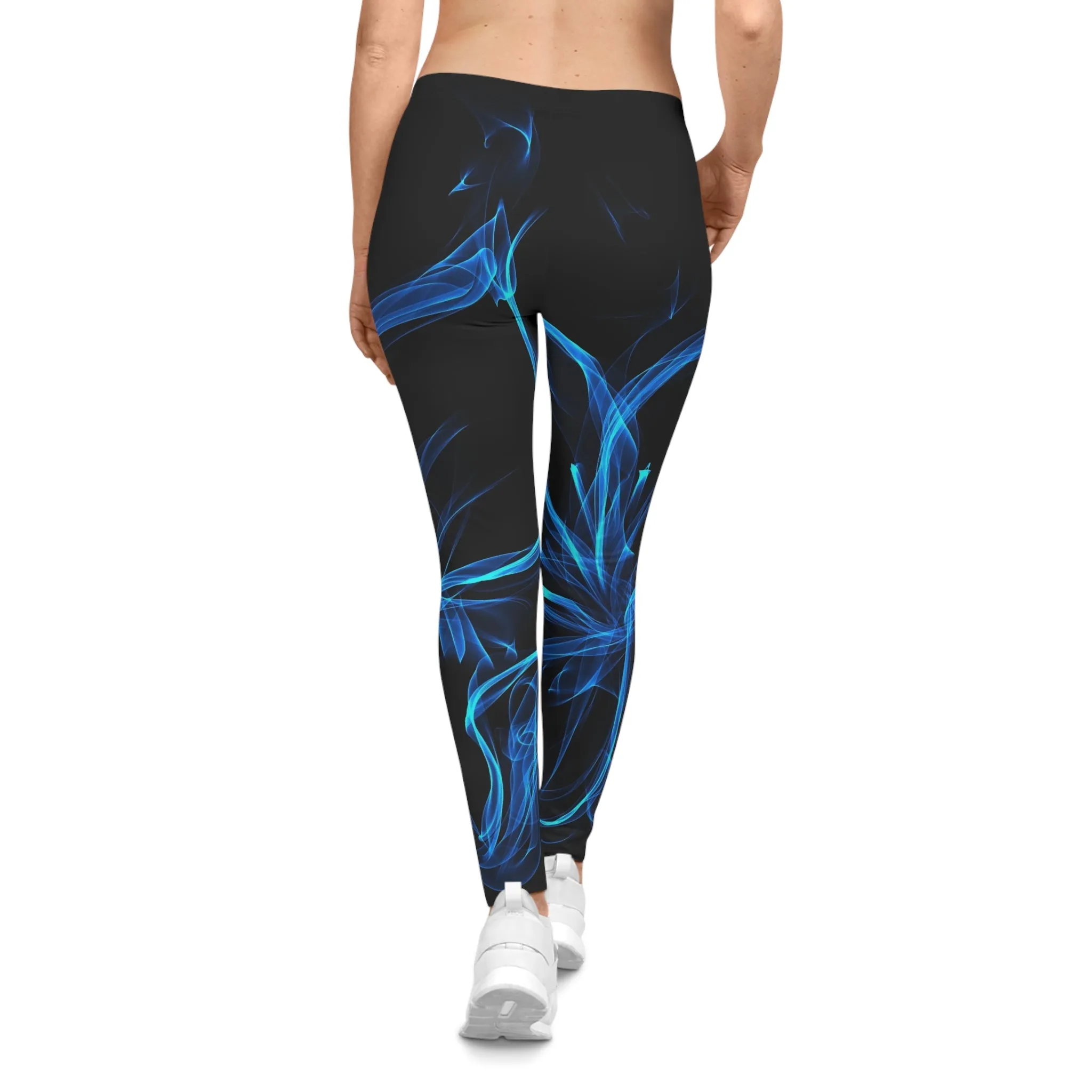 Women’s Artistic Leggings with Blue Abstract Design