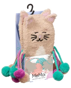 Women's Cat Embellished Plush Crew Socks