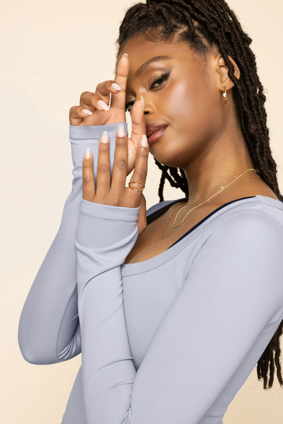 Your Favorite Long Sleeve Reversible Top - Country Blue