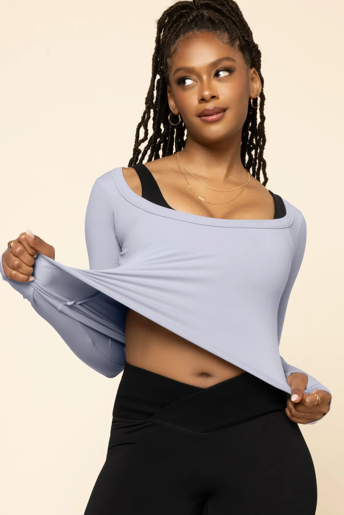Your Favorite Long Sleeve Reversible Top - Country Blue