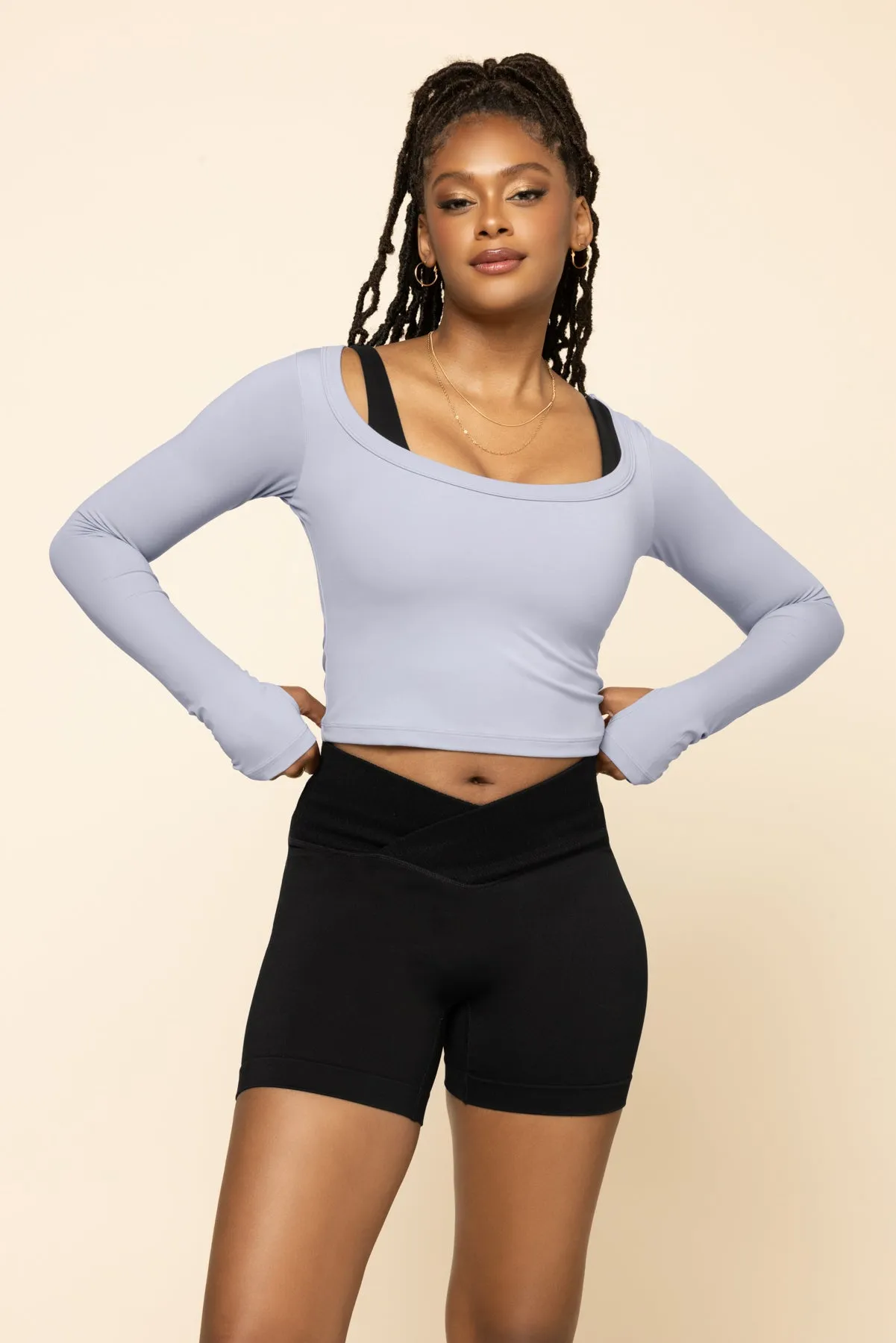 Your Favorite Long Sleeve Reversible Top - Country Blue